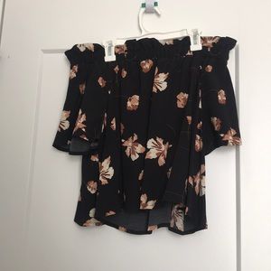 off the shoulder floral print top